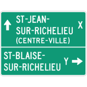 Direction de municipalités 2 destinations et distances avec centre-ville (sur en