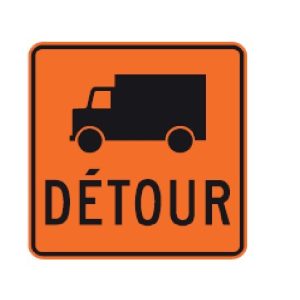 Détour pour camions (accompagné panonceau de direction)