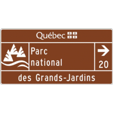 Acheminement vers un parc provincial (avec direction et distance)