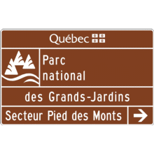 Acheminement vers un secteur d'un parc provincial