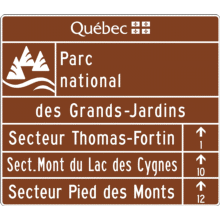 Acheminement vers trois secteurs d'un parc provincial