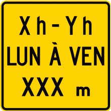 Panonceau Signal avancé de voie réservées: hres, jours, distance