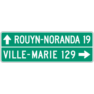 Direction de municipalités, 2 destinations et distances