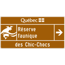 Entrée d'une réserve faunique (avec direction)