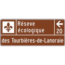 Acheminement vers une réserve écologique (direction, distance et identification)