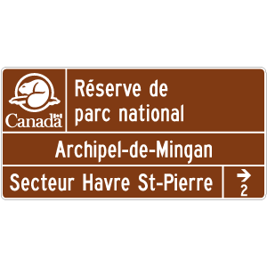 Acheminement vers un secteur du parc fédéral (avec direction et distance)