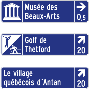 Acheminement d'équip. touristiques privés avec ou sans picto, flèche et distance