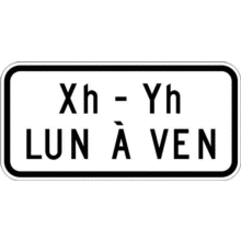 Panonceau heures et jours