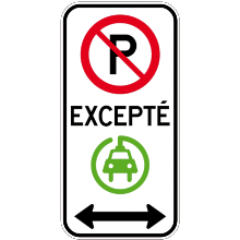 Espace de stationnement réservé aux véhicules électriques à gauche et à droite