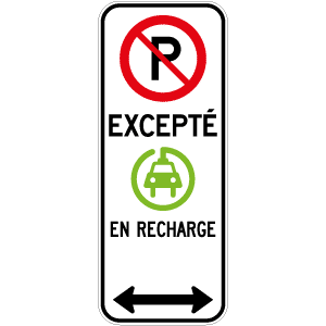 Espace de stationnement réservé aux véhicules électriques en recharge