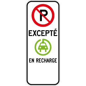 Espace de stationnement réservé aux véhicules électriques en recharge