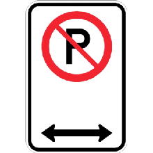 Stationnement réglementé vers la gauche et vers la droite