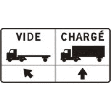Direction à prendre pour des camions vides ou des camions chargés