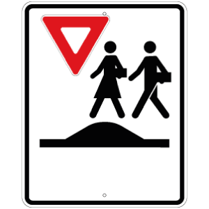 Passage pour écoliers sur un dos d'âne allongé ou un carrefour surélevé