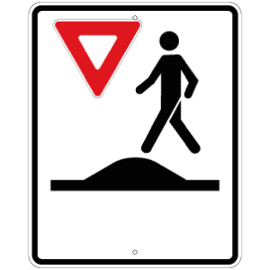 Passage pour piétons sur un dos d'âne allongé ou un carrefour surélevé