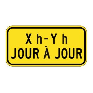 Panonceau Durée de la période de limite de vitesse - Heures et jours