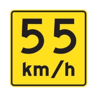 Panonceau vitesse recommandée 55 km/h
