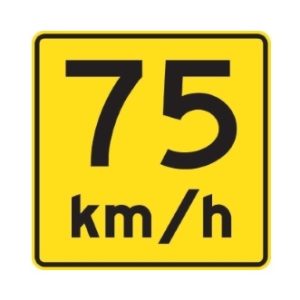 Panonceau vitesse recommandée  75 km/h