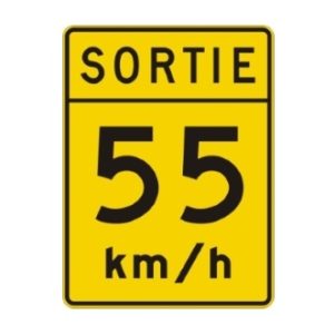 Vitesse recommandée sortie  55 km/h