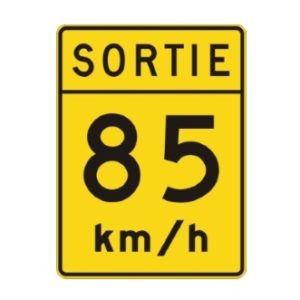 Vitesse recommandée sortie  85 km/h