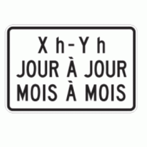 Panonceau heures et jours, mois