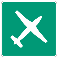 Aéroport homologué pointant à droite à 45°