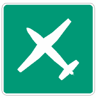 Aéroport homologué pointant à gauche à 45°