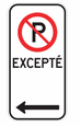 Stationnement réglementé vers la gauche (Excepté)