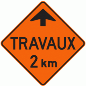 Distance à parcourir avant d'atteindre l'aire de travail - 2 Km