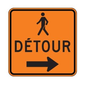 Détour pour piétons vers la droite