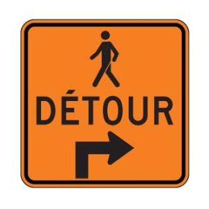 Détour pour piétons vers la droite