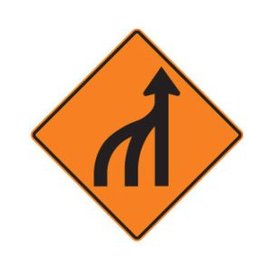 Fusion de 3 voies à 1 voie à droite